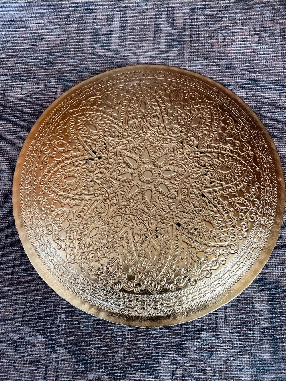 Pier 1 Dish Decorative Glass Round Tray Red and Gold
